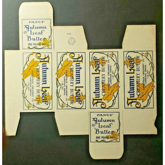 Vintage 1940's Autumn Leaf Waxed Creamery Butter Box New Old Stock - Picture 5 of 5
